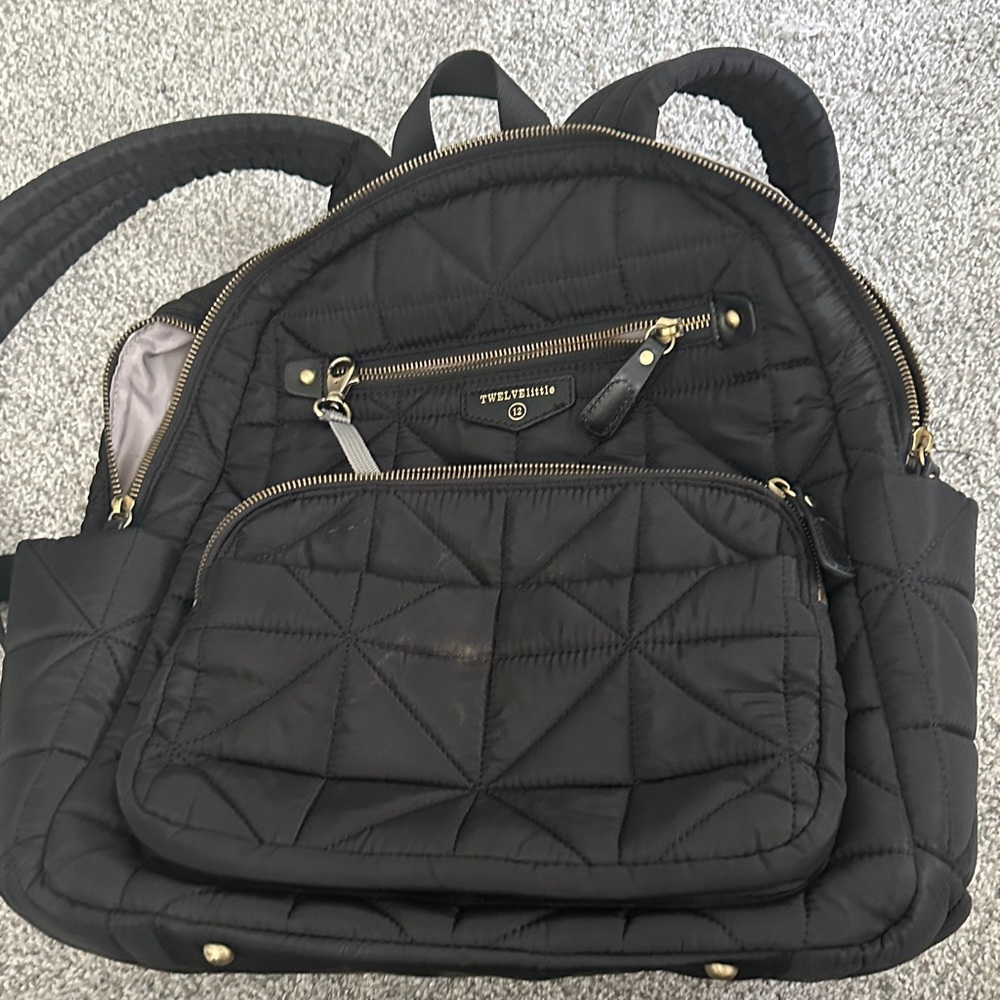 Vera Bradley Black Quilted Backpack with Gold Details